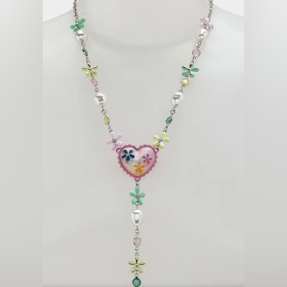 BETSEY JOHNSON Easter Y-Shaped Necklace with Charms Baubles and Bunny Rabbit NWT - Picture 3 of 10